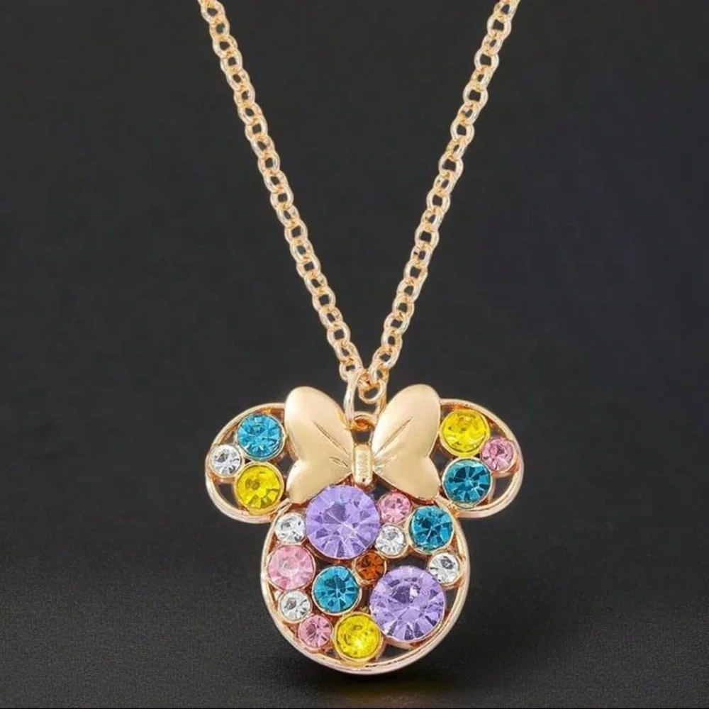 Colorful Crystal Disney Minnie Mouse Necklace - Picture 6 of 9